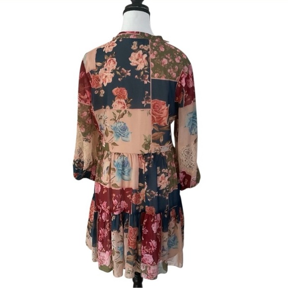 Sachin + Babi Patchwork Multicolor Floral Print Mini Dress Size Medium - Picture 2 of 15